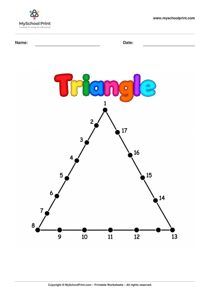Dot to Dot Triangle Coloring Worksheet for Kids