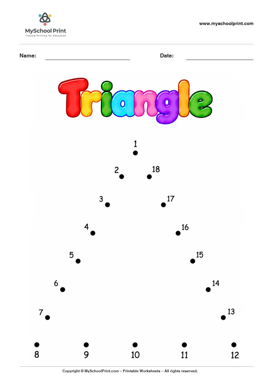Triangle dot to dot worksheet for kids