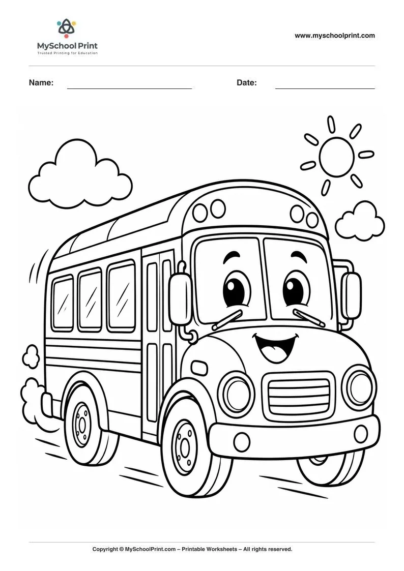 cheerful school bus adventure coloring page for kids