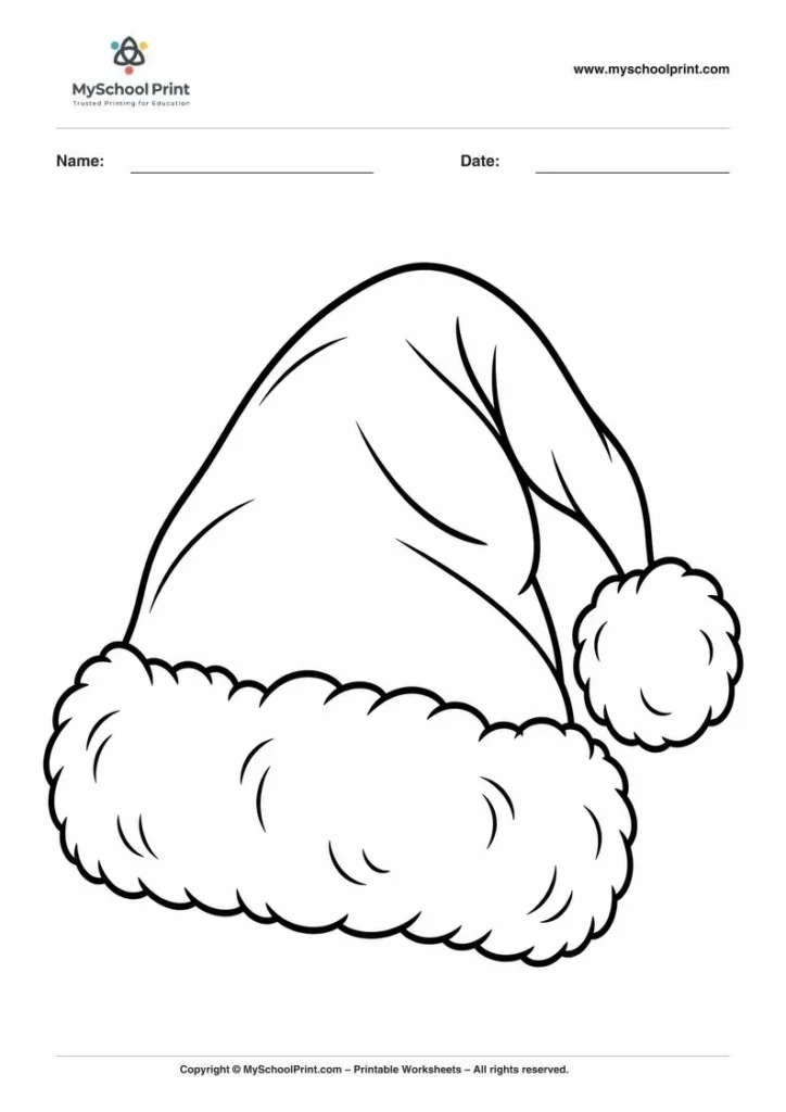 minimalist Santa hat coloring page for kids