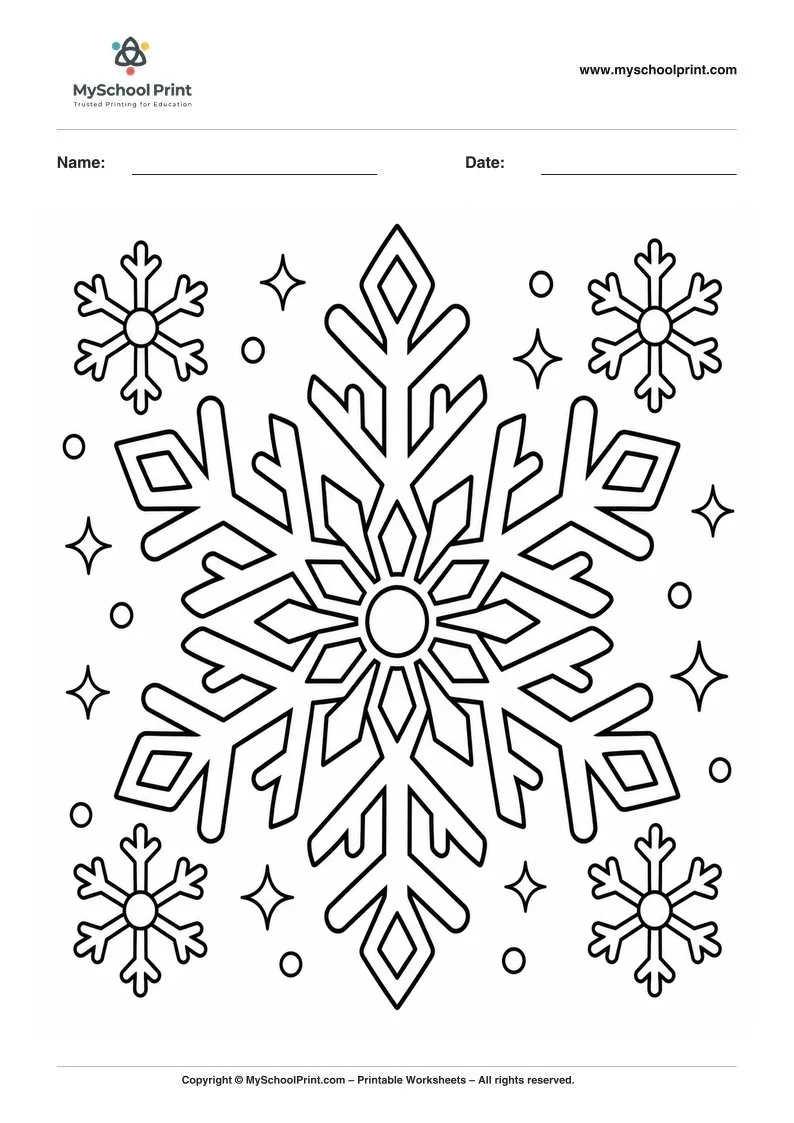 symmetrical snowflake coloring page for kids