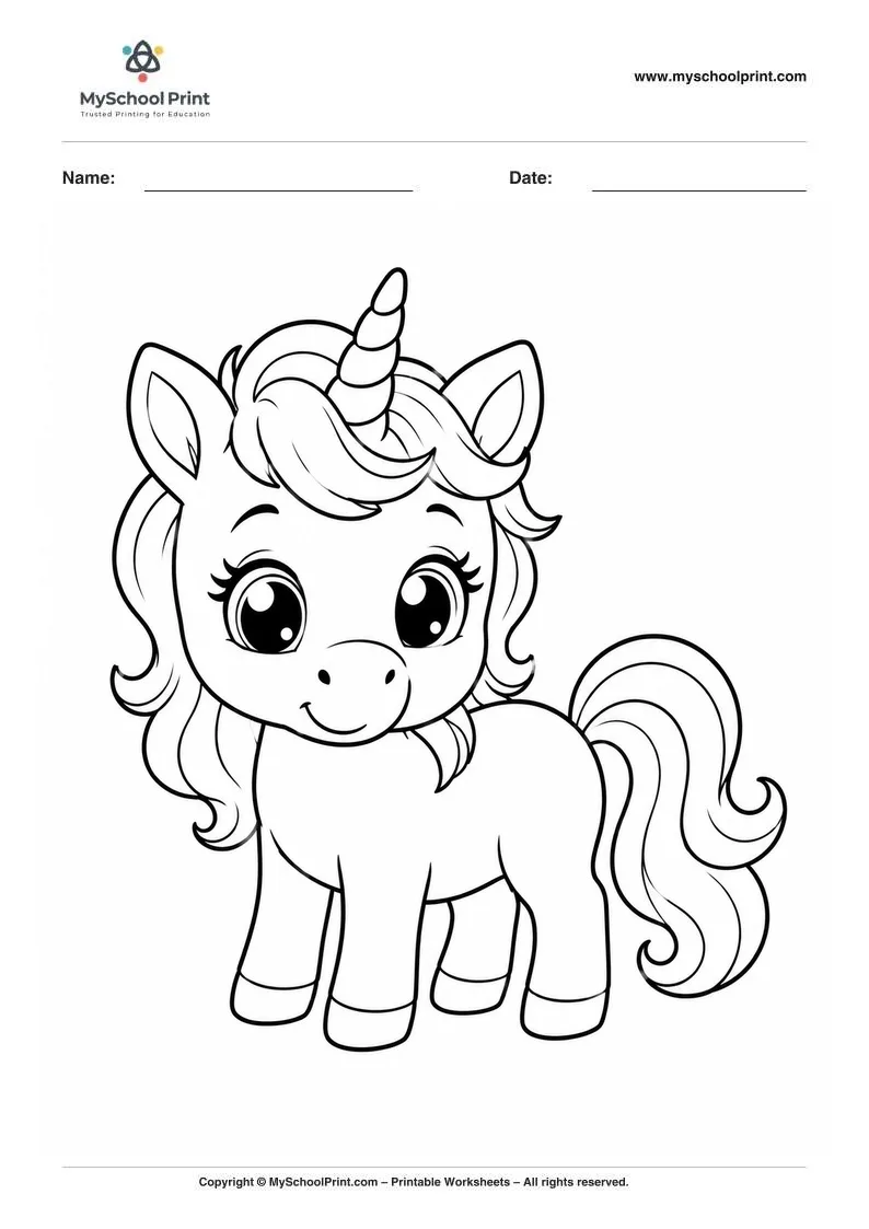 cute baby unicorn coloring page for kids