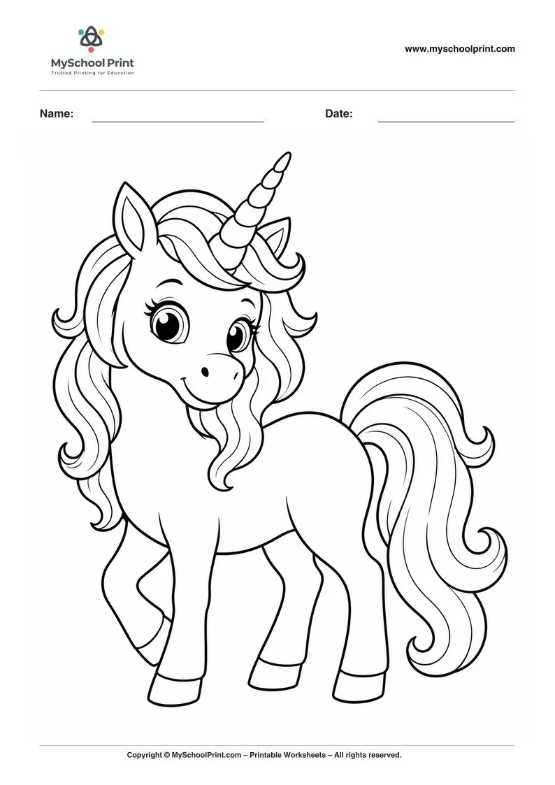 cute unicorn coloring page for kids