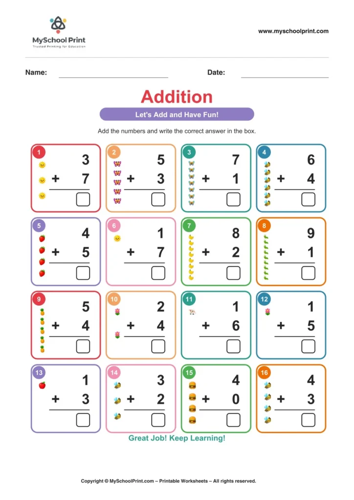 Kindergarten addition worksheet 04