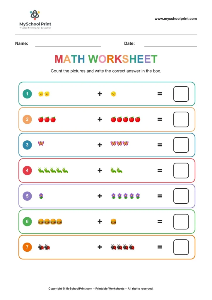 Kindergarten addition worksheet 13