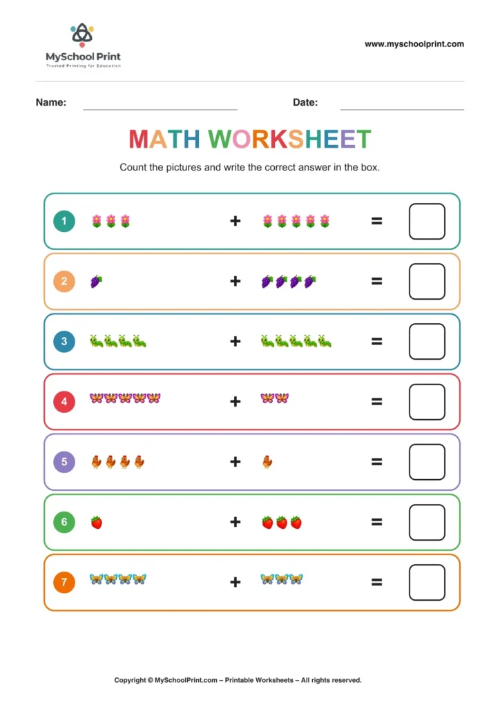 Kindergarten addition worksheet 14