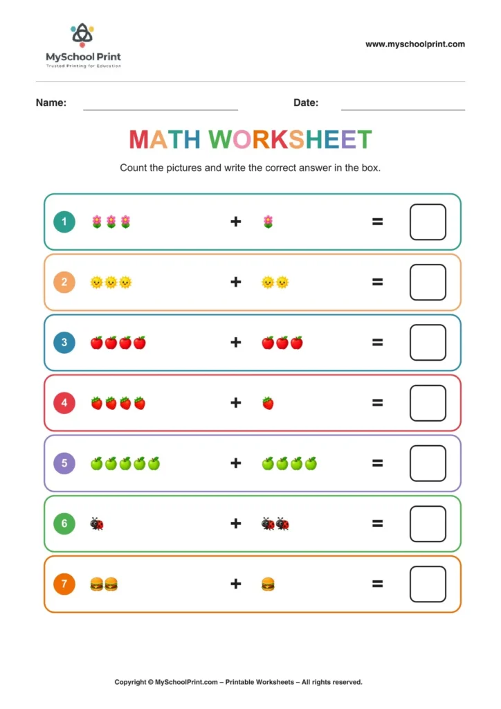 Kindergarten addition worksheet 17
