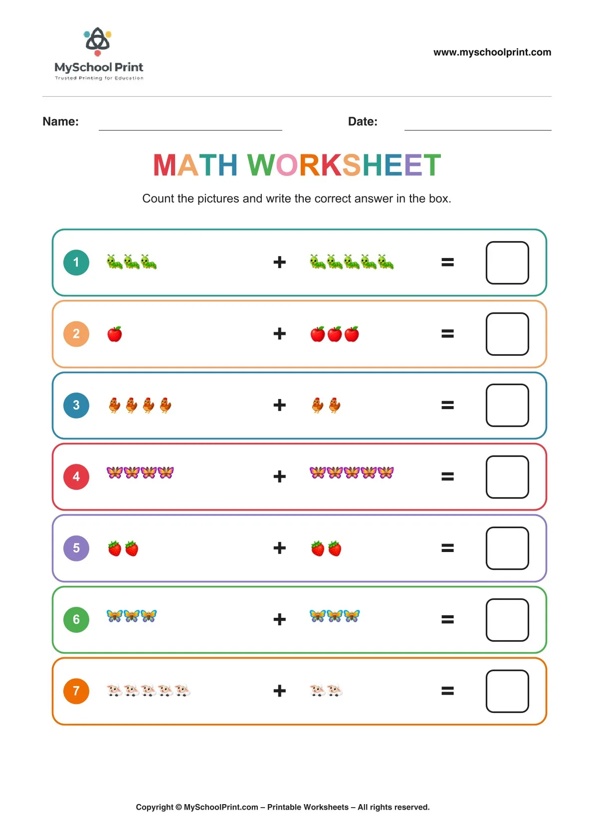 Kindergarten addition worksheet 18