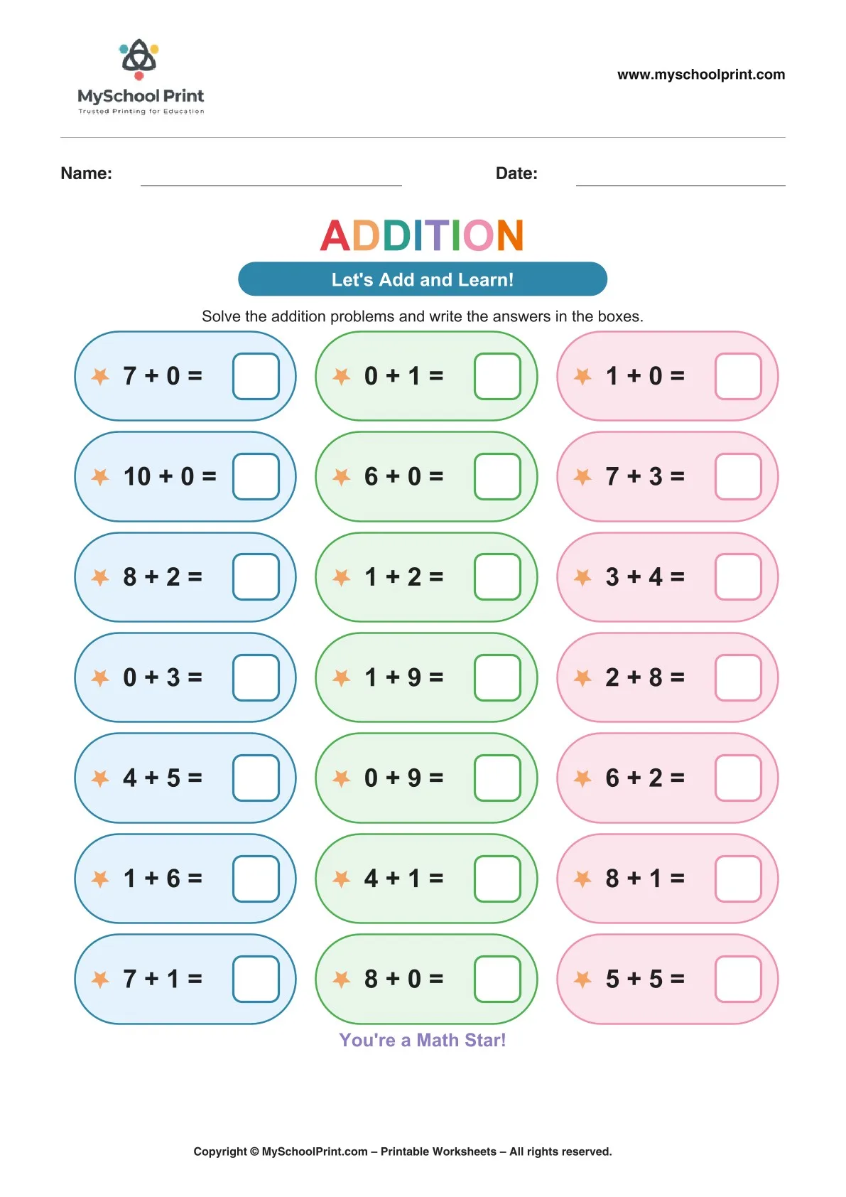 Kindergarten addition worksheet 23
