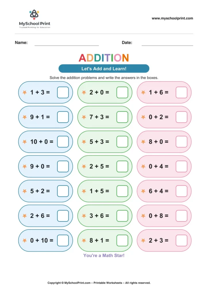 Kindergarten addition worksheet 26