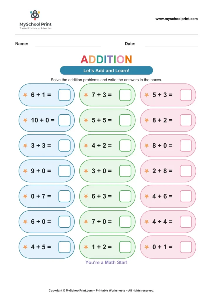 Kindergarten addition worksheet 28
