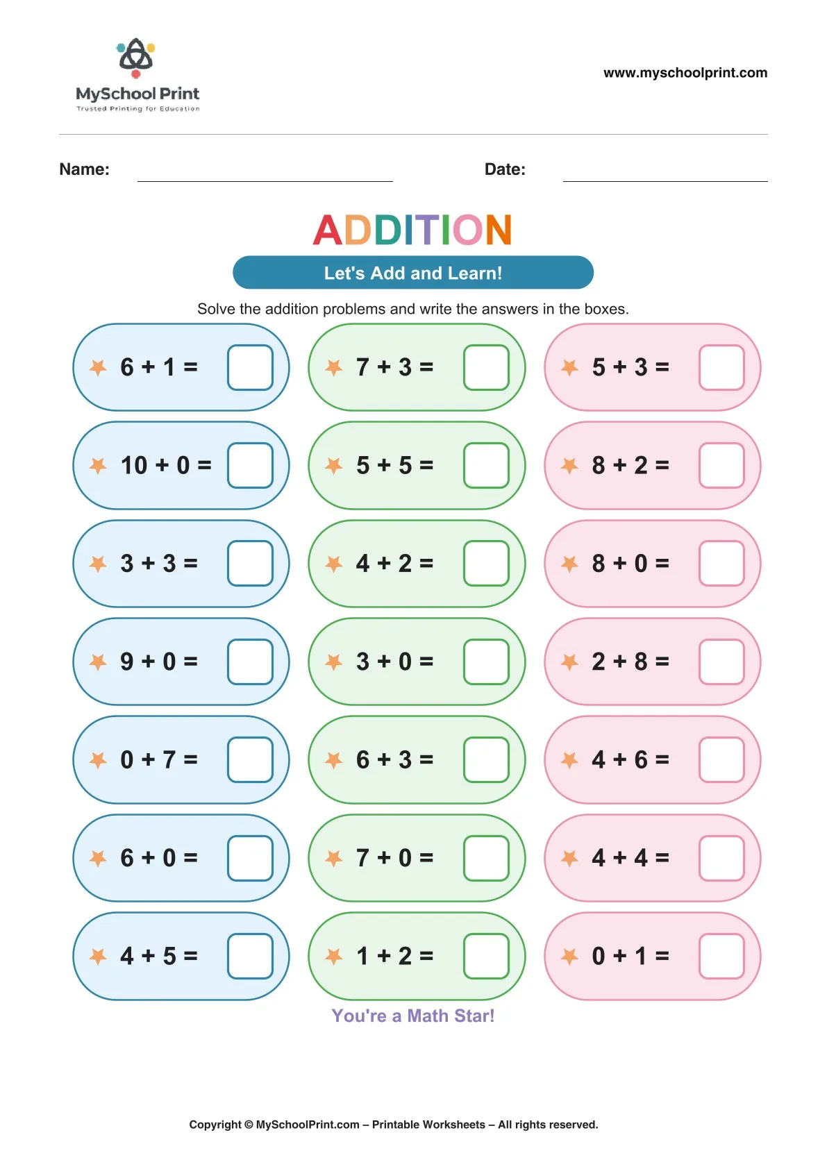 Kindergarten addition worksheet 28