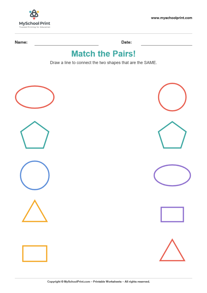 shape to shape matching worksheet 1 for preschool and kindergarten