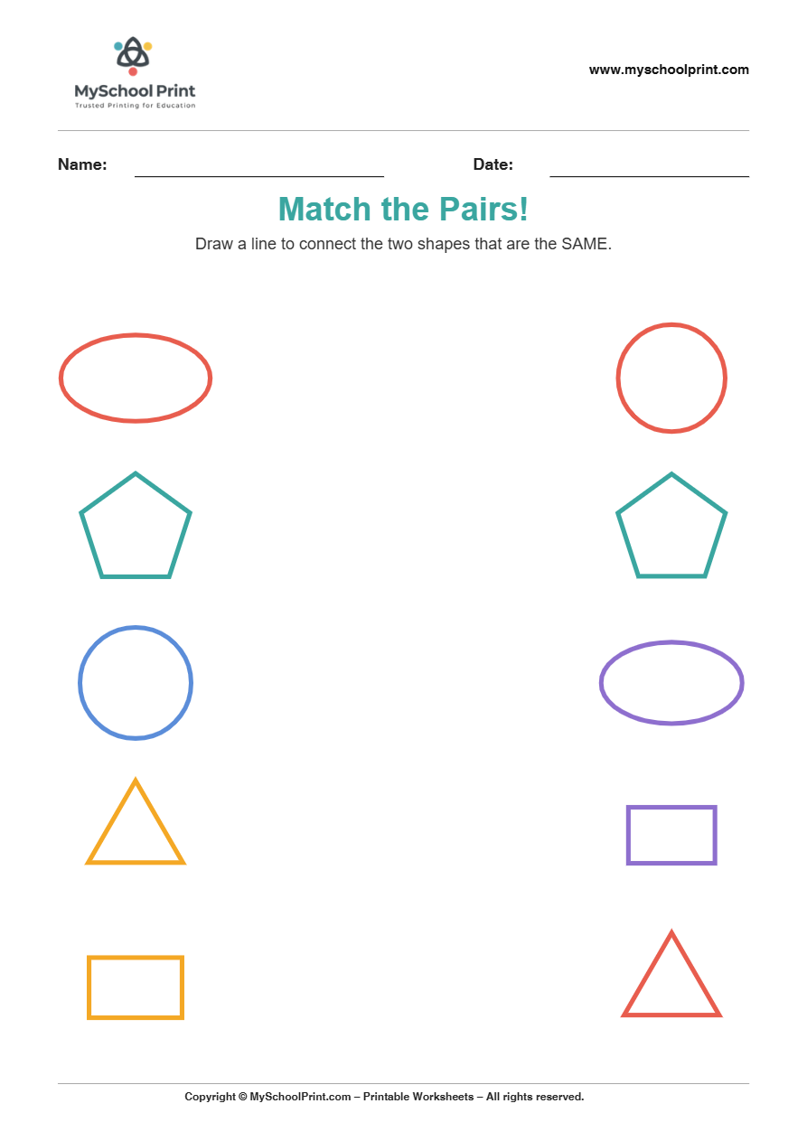 shape to shape matching worksheet 1 for preschool and kindergarten