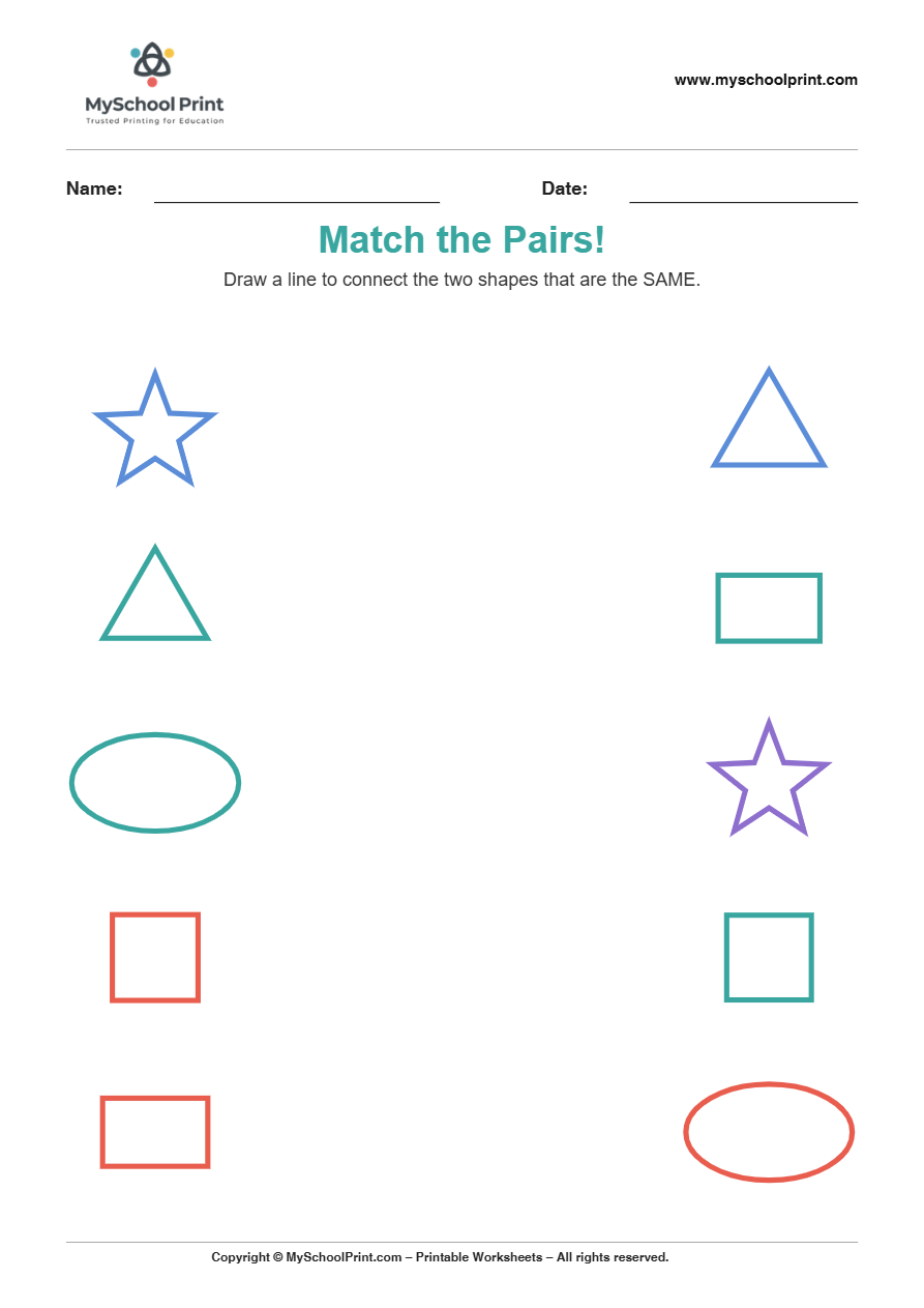 shape to shape matching worksheet 11 for preschool and kindergarten