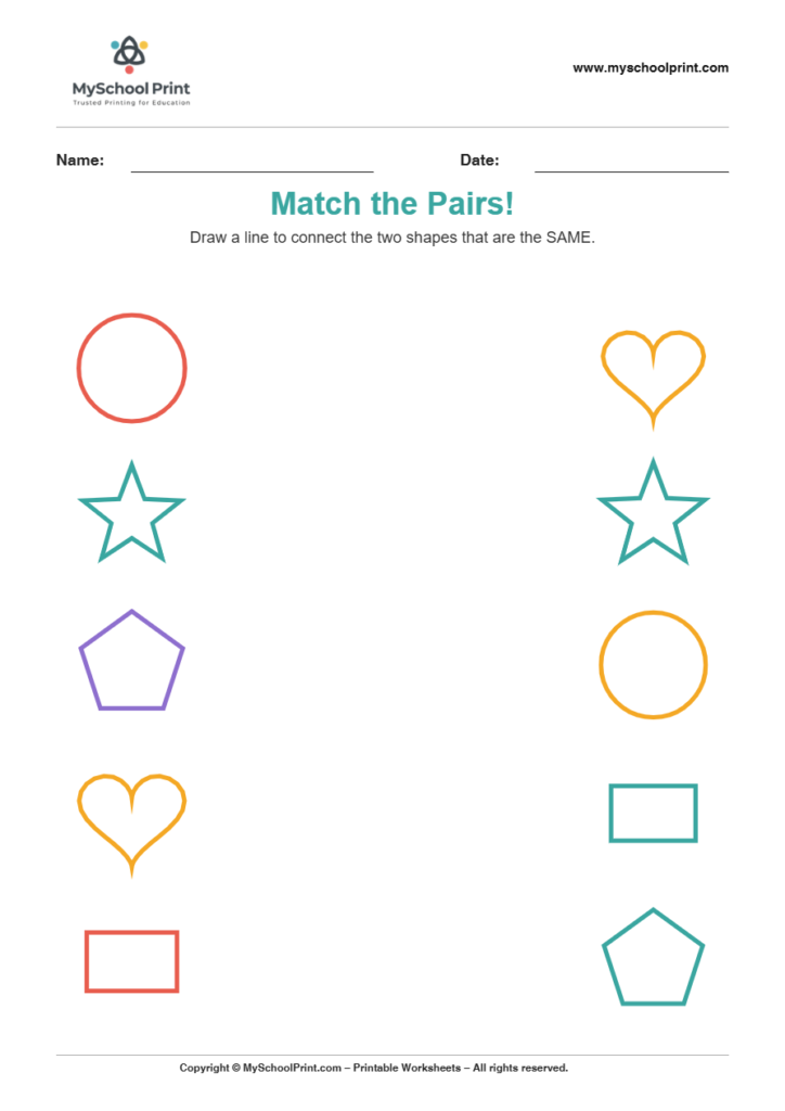 shape to shape matching worksheet 14 for preschool and kindergarten