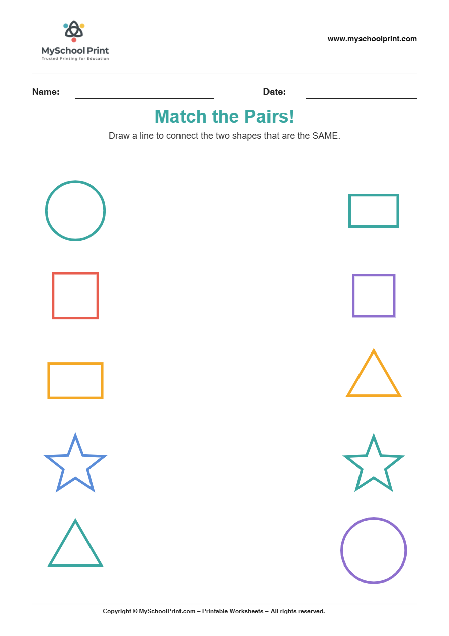 shape to shape matching worksheet 16 for preschool and kindergarten