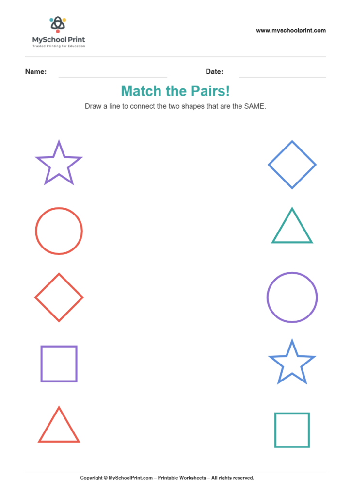 shape to shape matching worksheet 17 for preschool and kindergarten