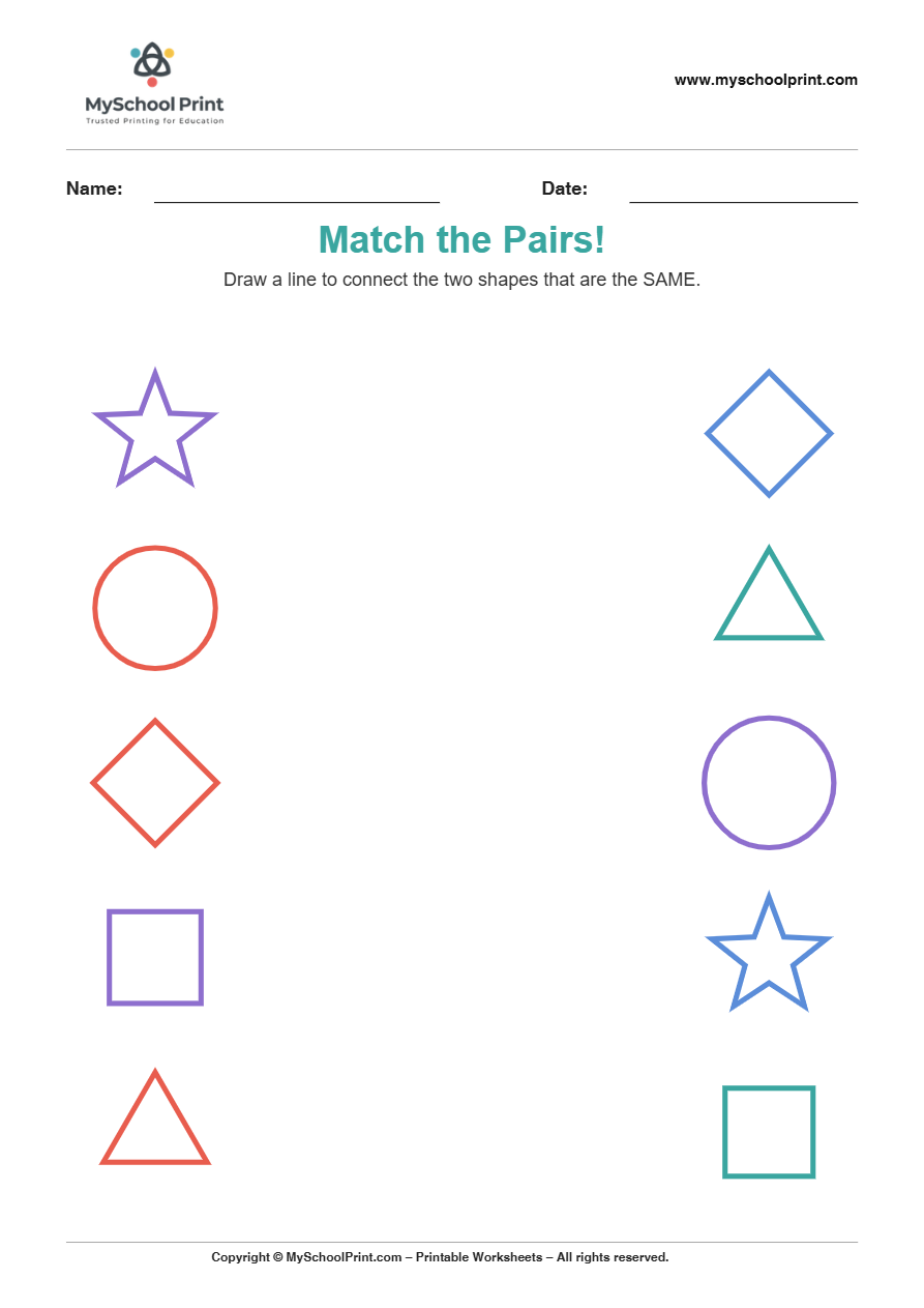 shape to shape matching worksheet 17 for preschool and kindergarten