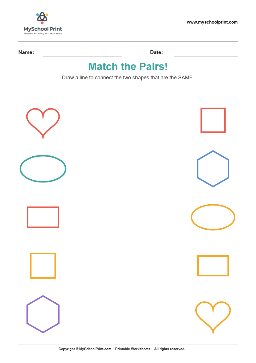 shape to shape matching worksheet 18 for preschool and kindergarten
