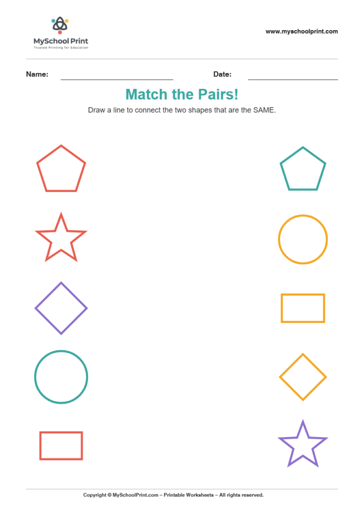 shape to shape matching worksheet 19 for preschool and kindergarten