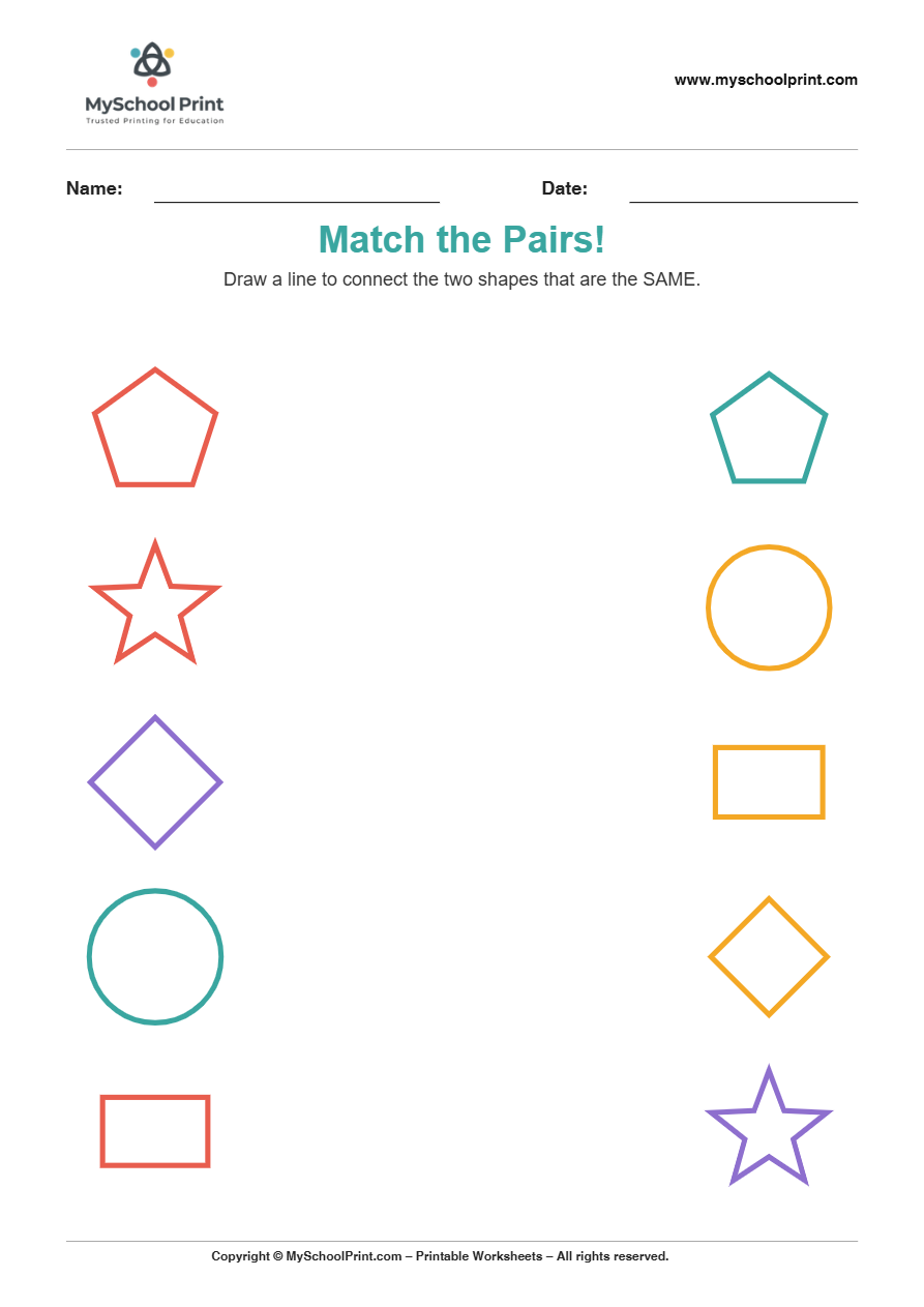 shape to shape matching worksheet 19 for preschool and kindergarten