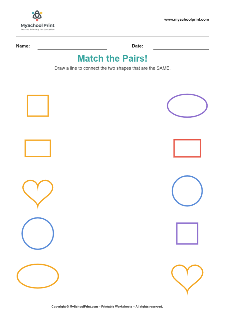 shape to shape matching worksheet 2 for preschool and kindergarten