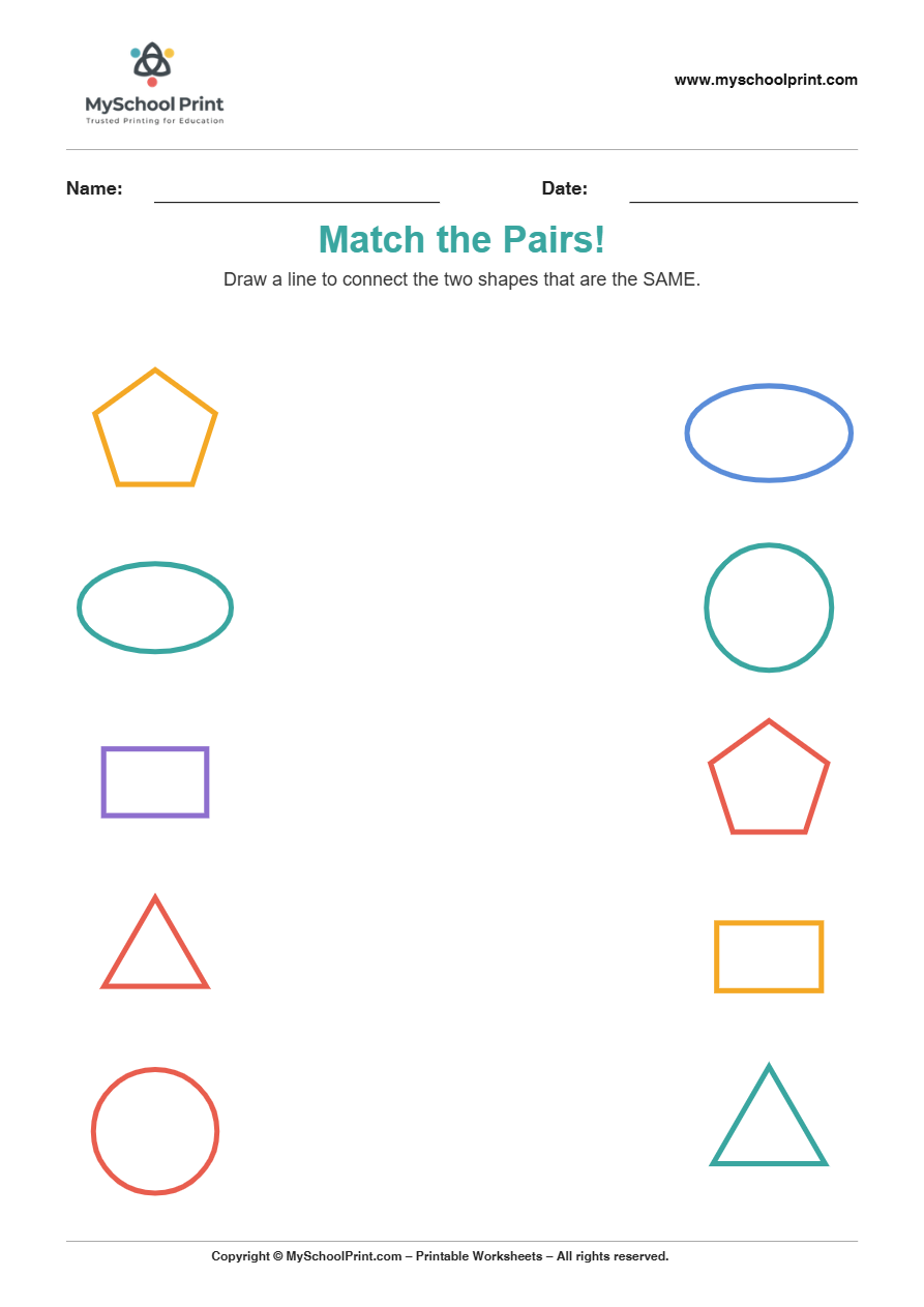 shape to shape matching worksheet 20 for preschool and kindergarten