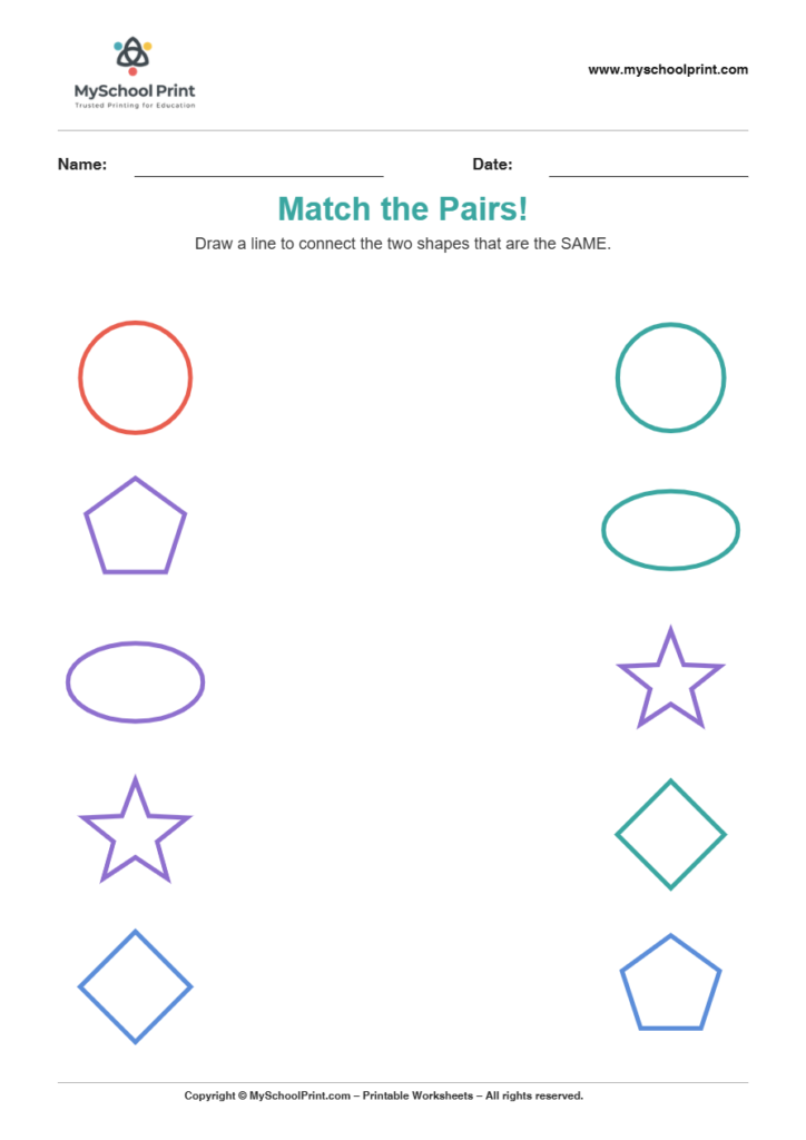 shape to shape matching worksheet 3 for preschool and kindergarten