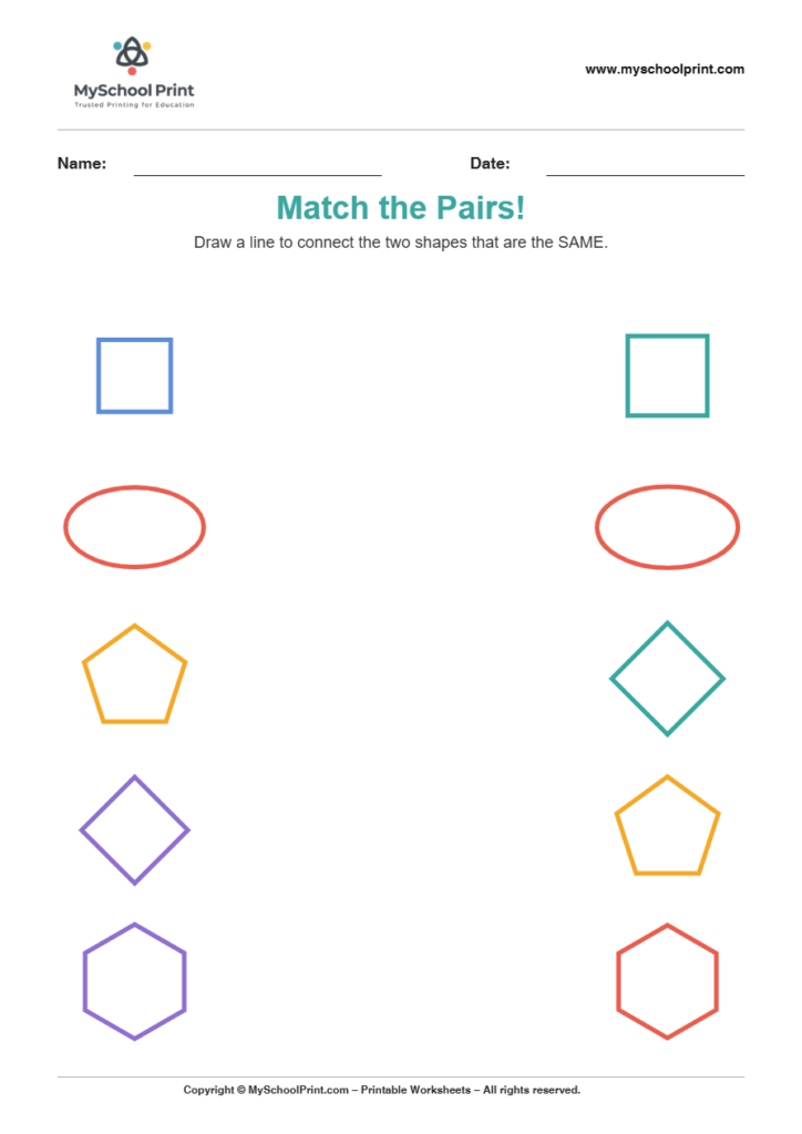 shape to shape matching worksheet 4 for preschool and kindergarten
