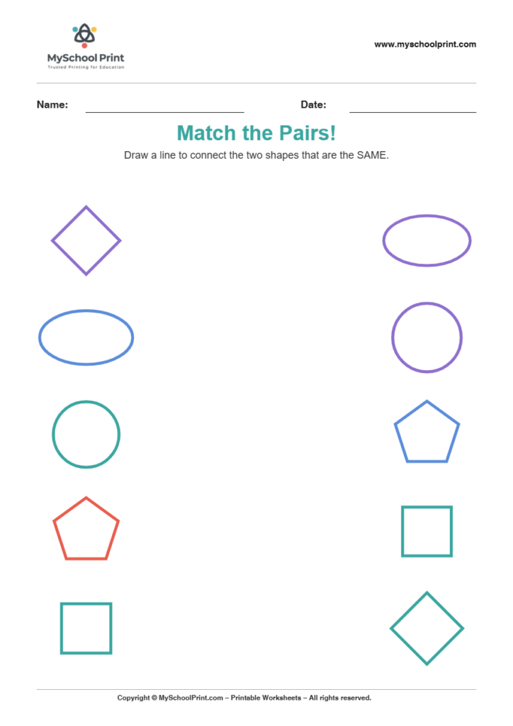 shape to shape matching worksheet 8 for preschool and kindergarten