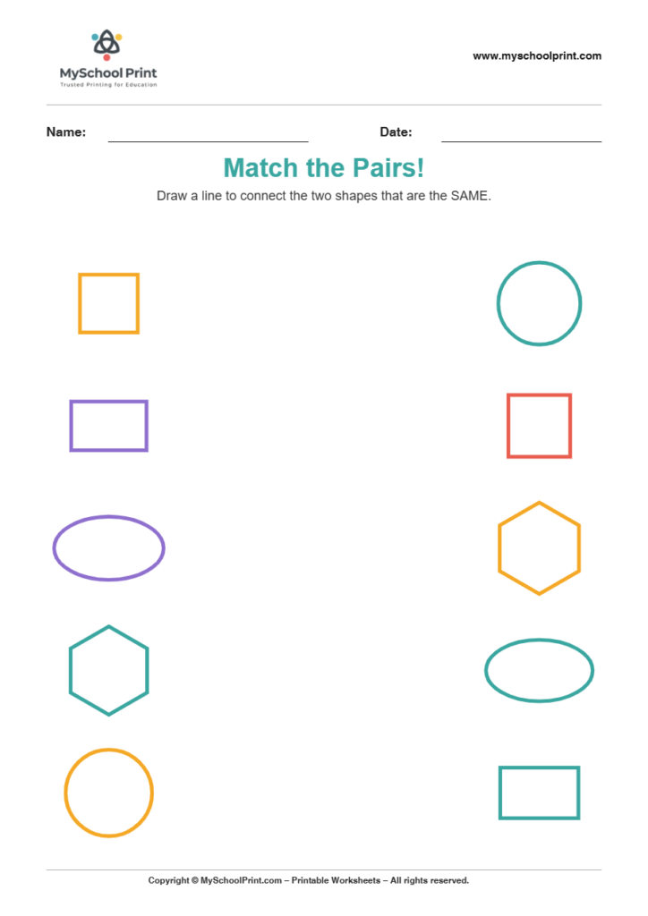 shape to shape matching worksheet 9 for preschool and kindergarten