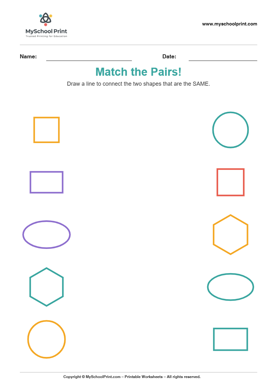 shape to shape matching worksheet 9 for preschool and kindergarten