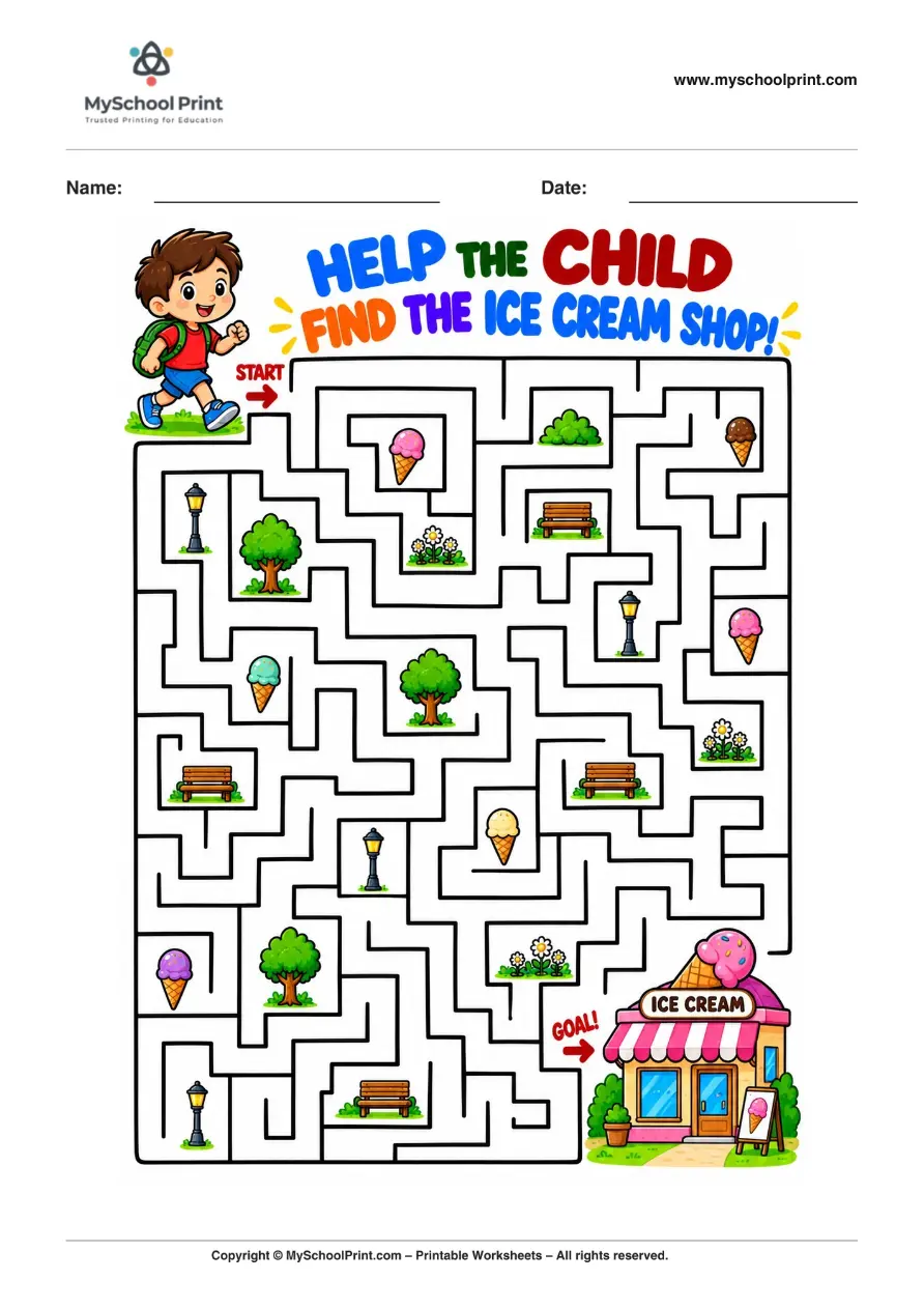 Maze worksheet 9 for kids