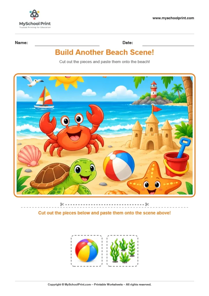 Pasting activity worksheet 12 for kids