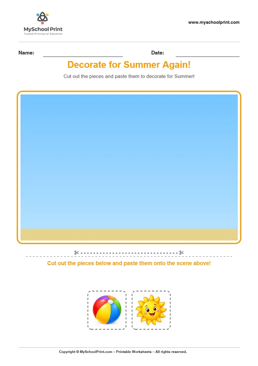 Pasting activity worksheet 45 for kids