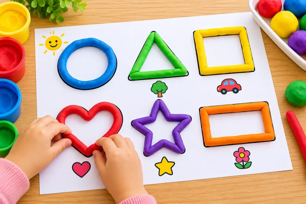 Child using playdough to practice fine motor skills and finger control