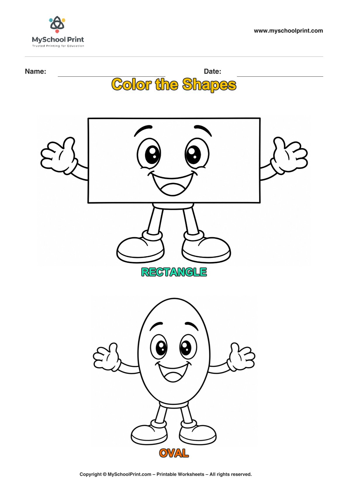 shape coloring worksheet 1 for preschool and kindergarten