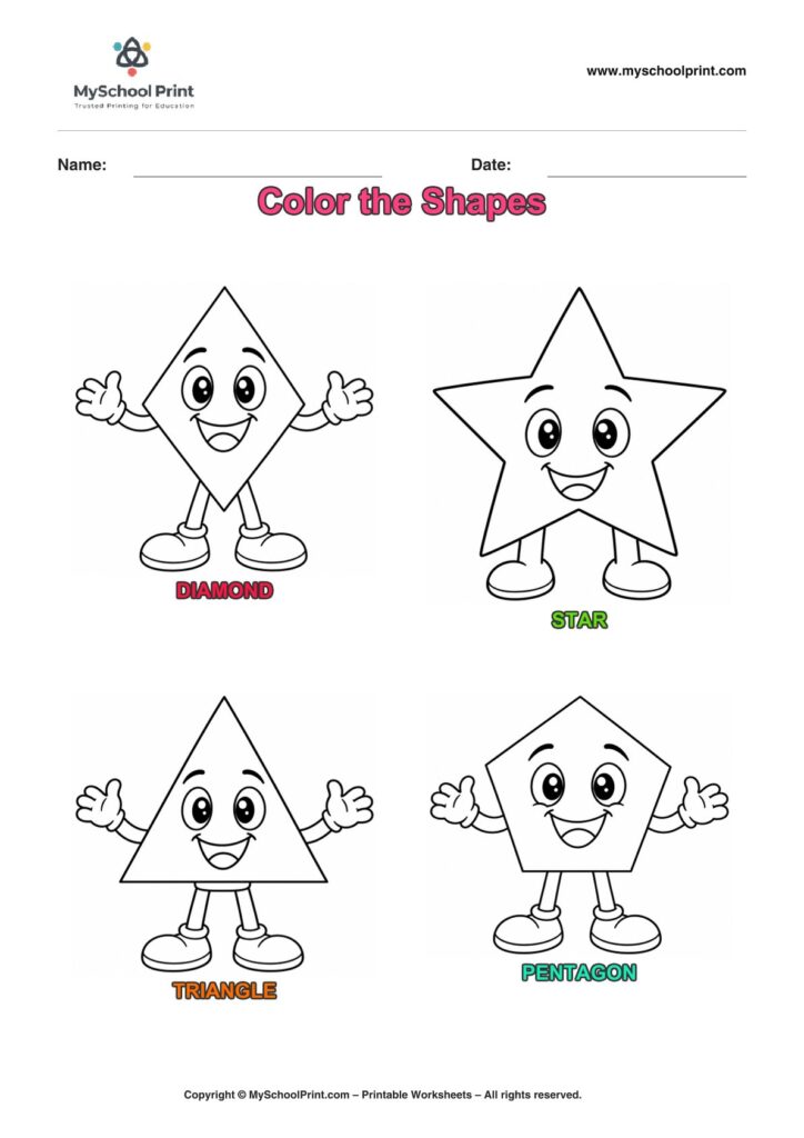 shape coloring worksheet 10 for preschool and kindergarten