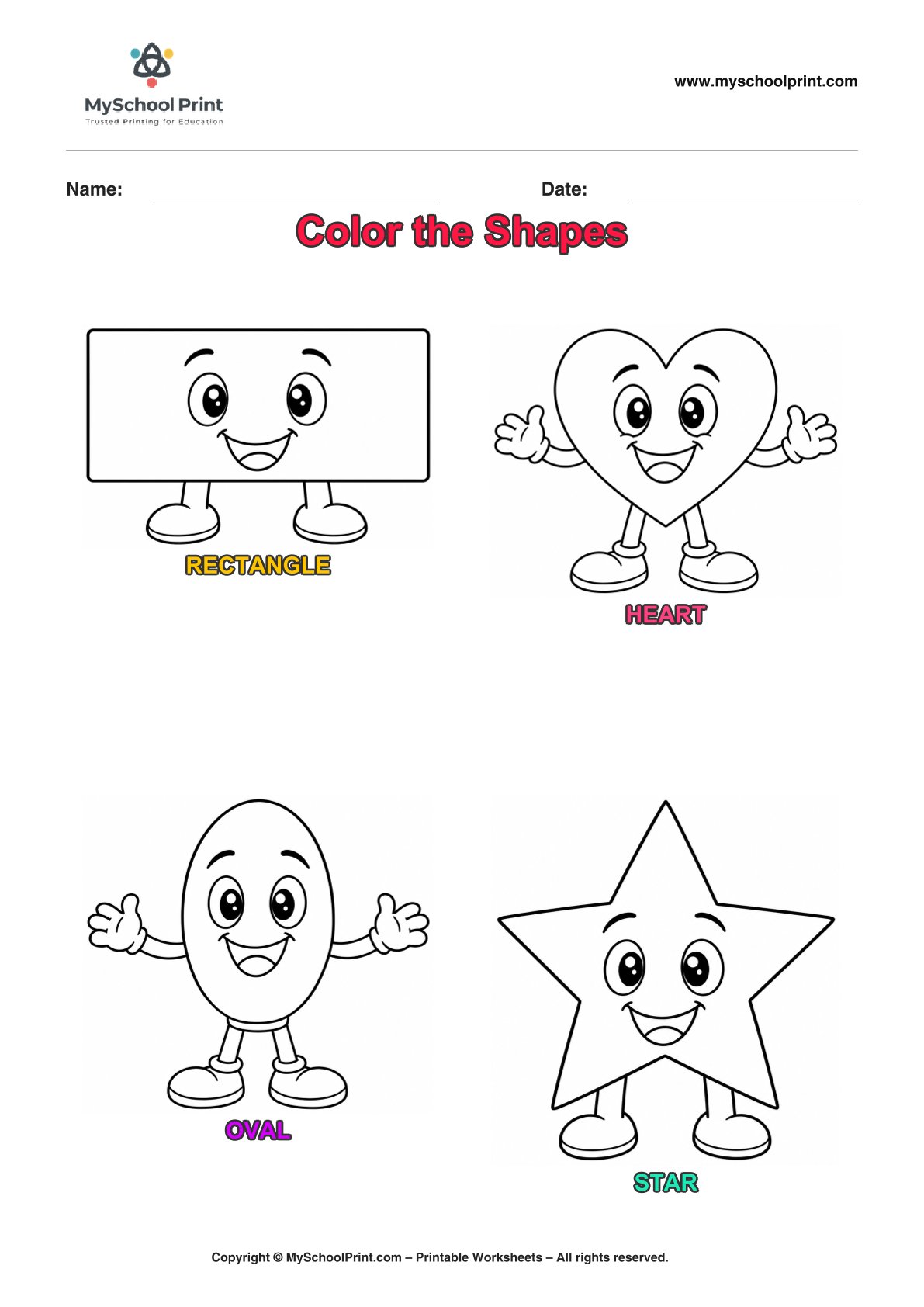 shape coloring worksheet 11 for preschool and kindergarten