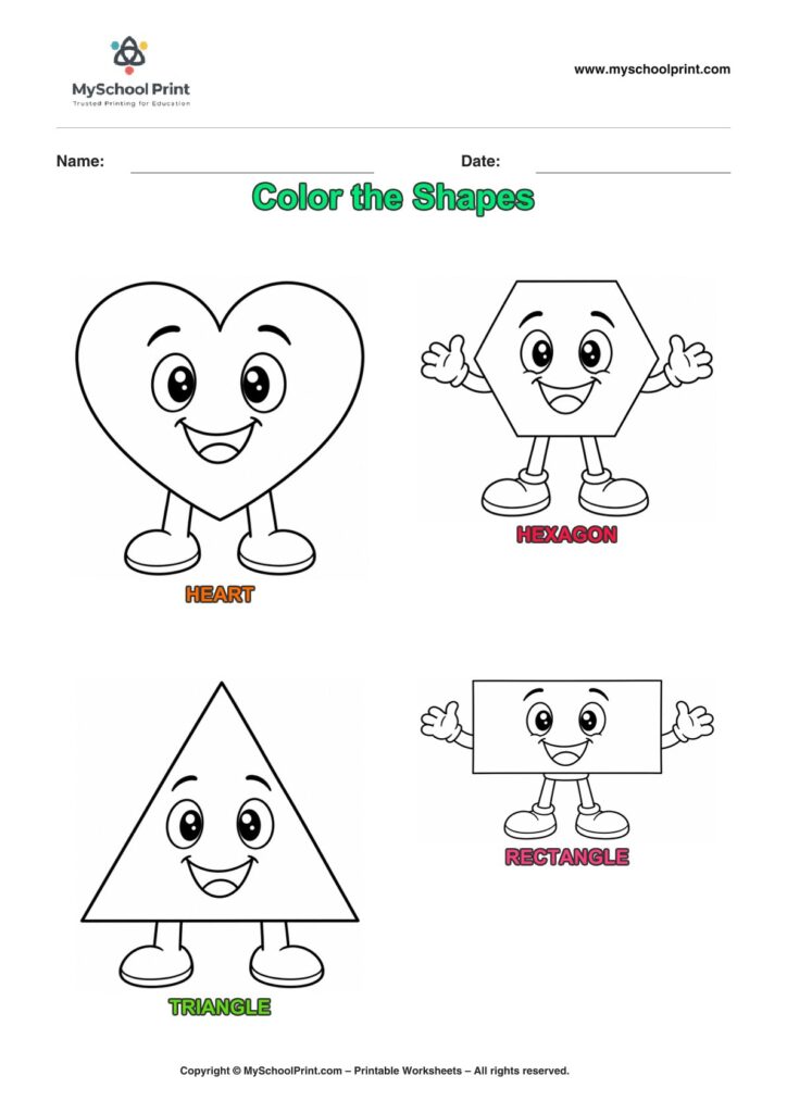 shape coloring worksheet 13 for preschool and kindergarten