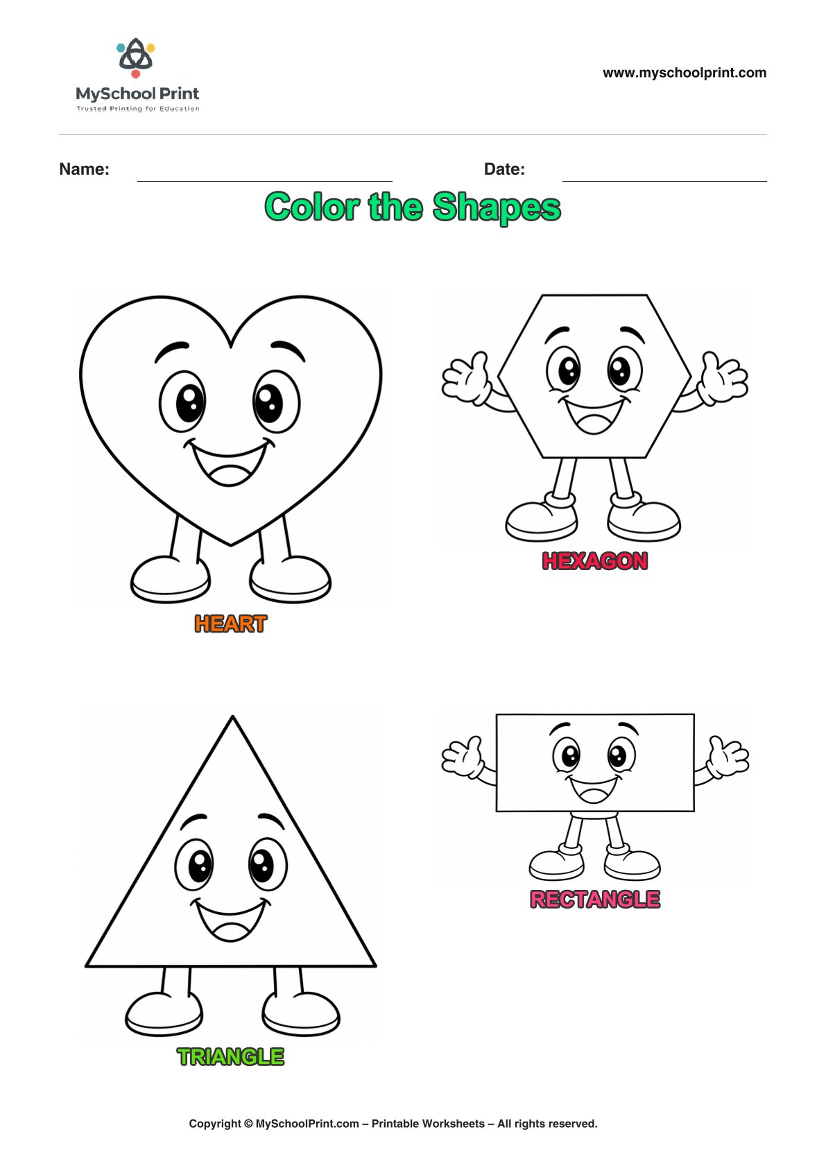 shape coloring worksheet 13 for preschool and kindergarten