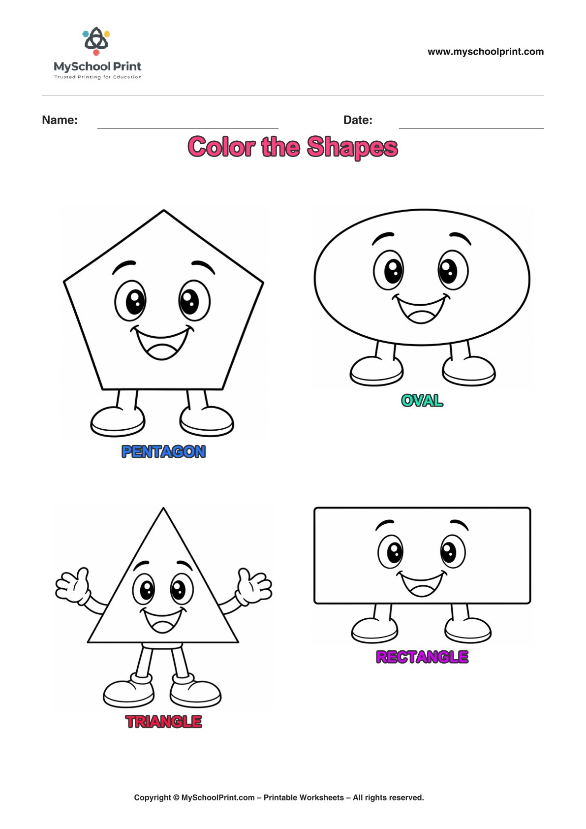 shape coloring worksheet 14 for preschool and kindergarten