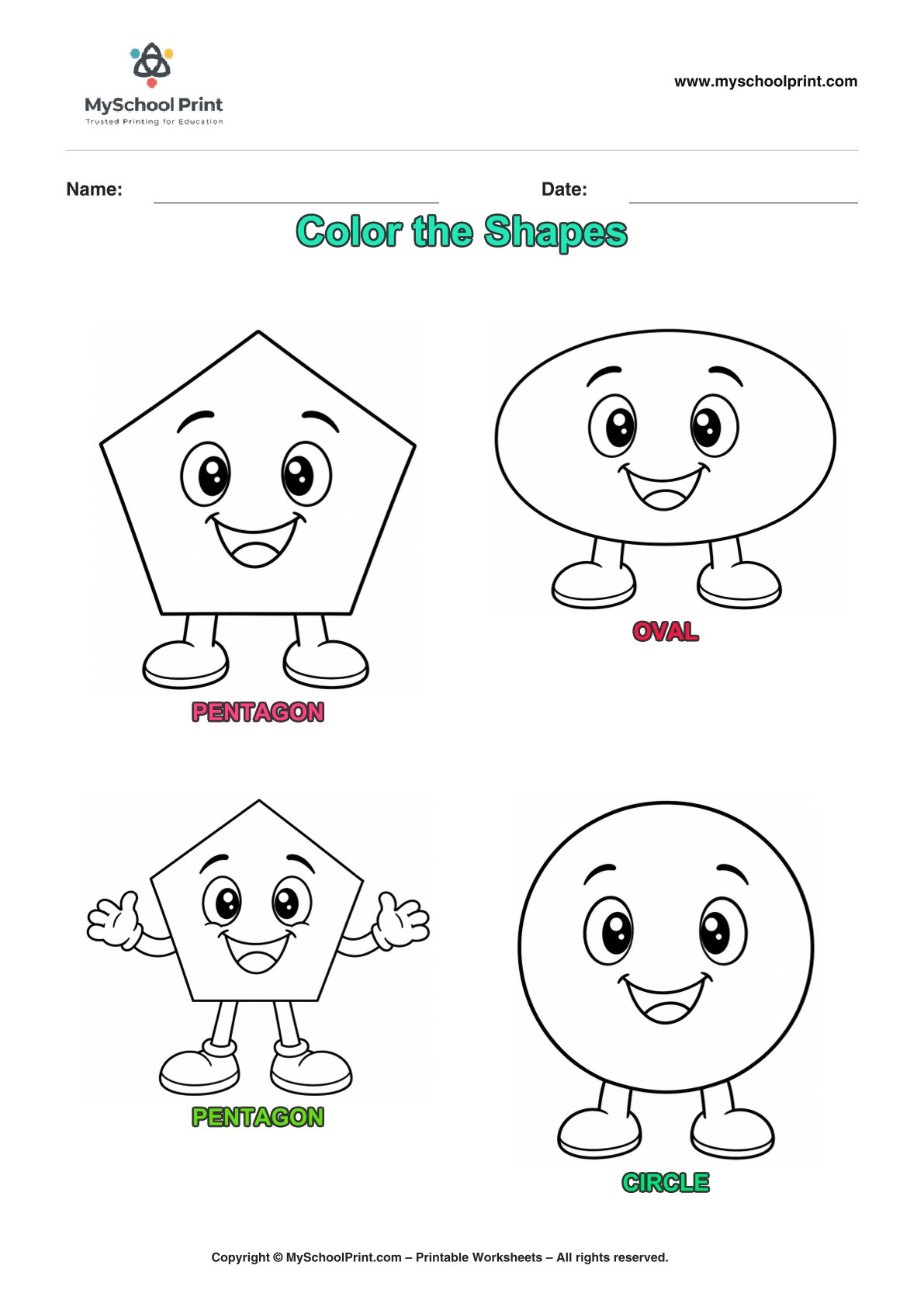 shape coloring worksheet 16 for preschool and kindergarten