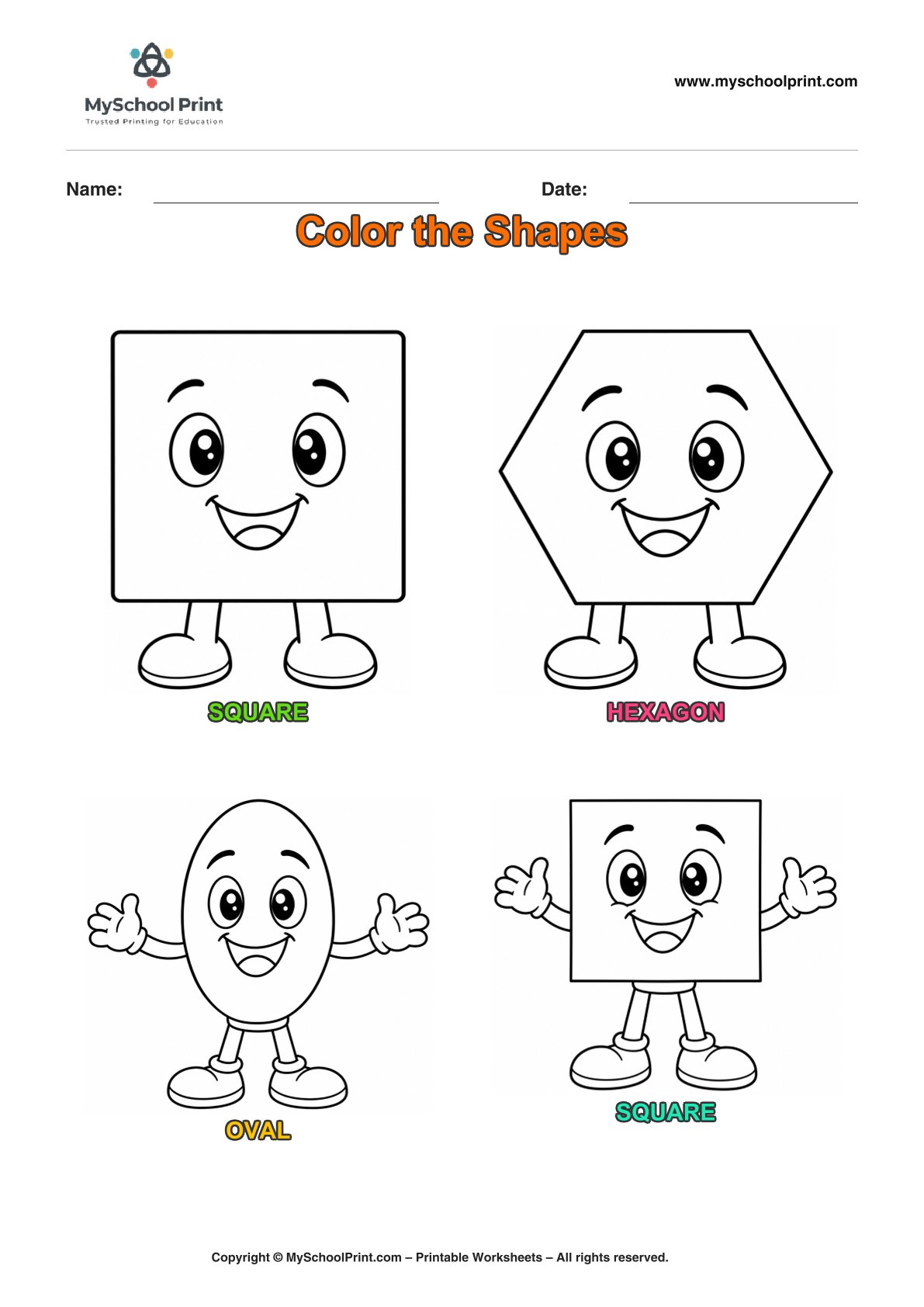 shape coloring worksheet 17 for preschool and kindergarten