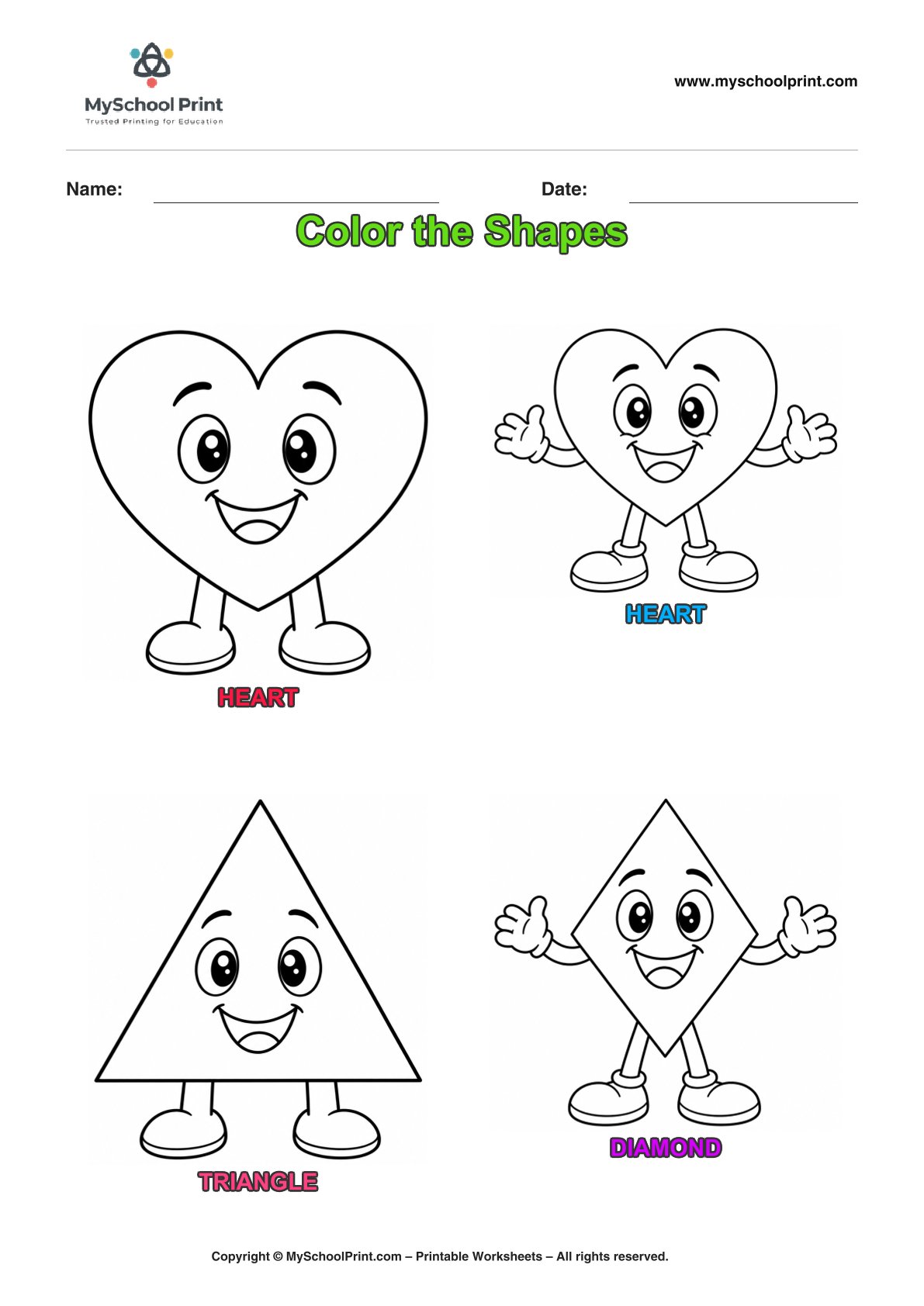 shape coloring worksheet 18 for preschool and kindergarten