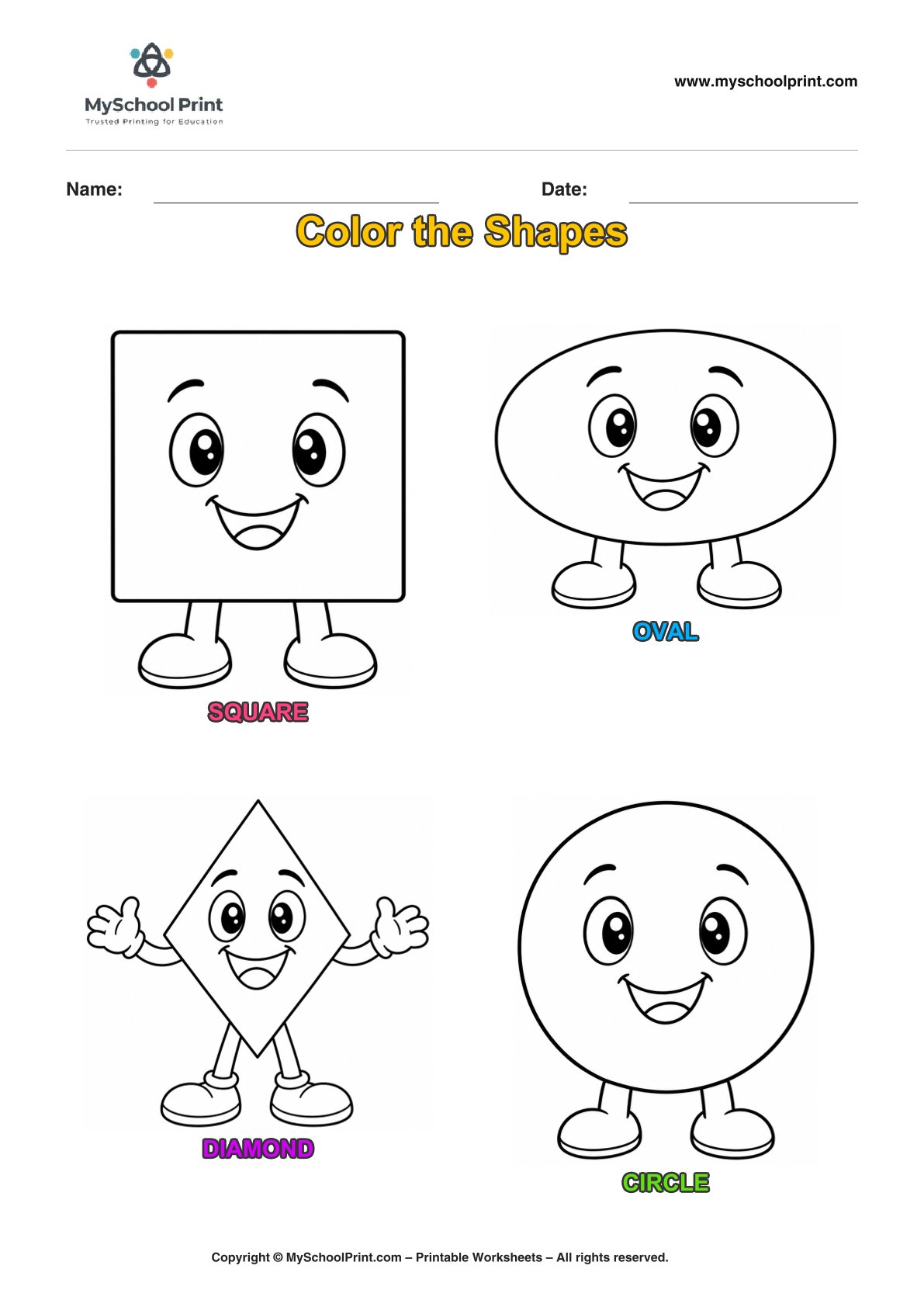shape coloring worksheet 19 for preschool and kindergarten