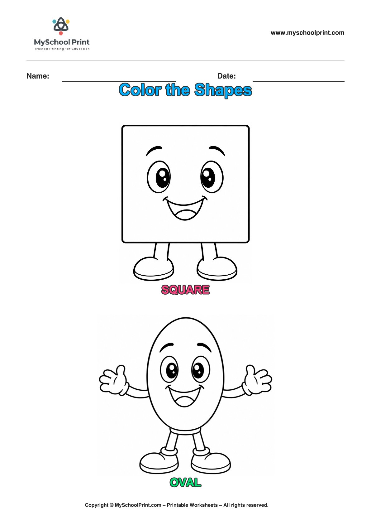 shape coloring worksheet 2 for preschool and kindergarten