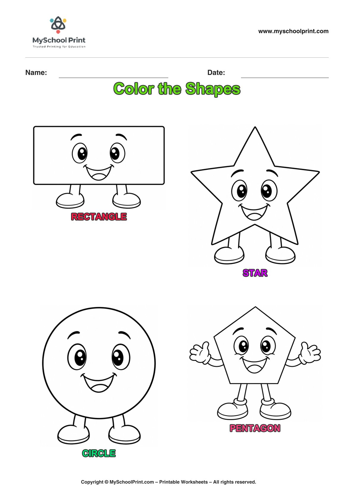 shape coloring worksheet 20 for preschool and kindergarten