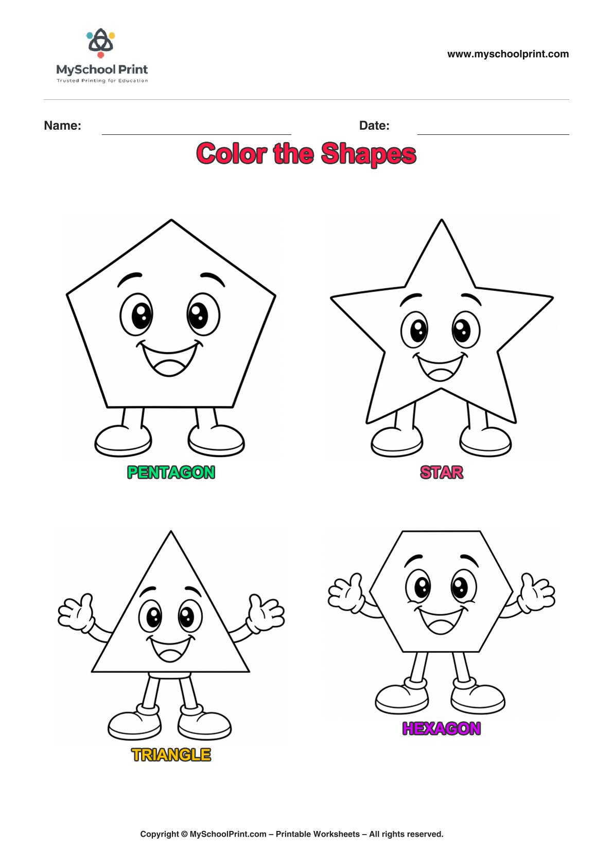 shape coloring worksheet 21 for preschool and kindergarten